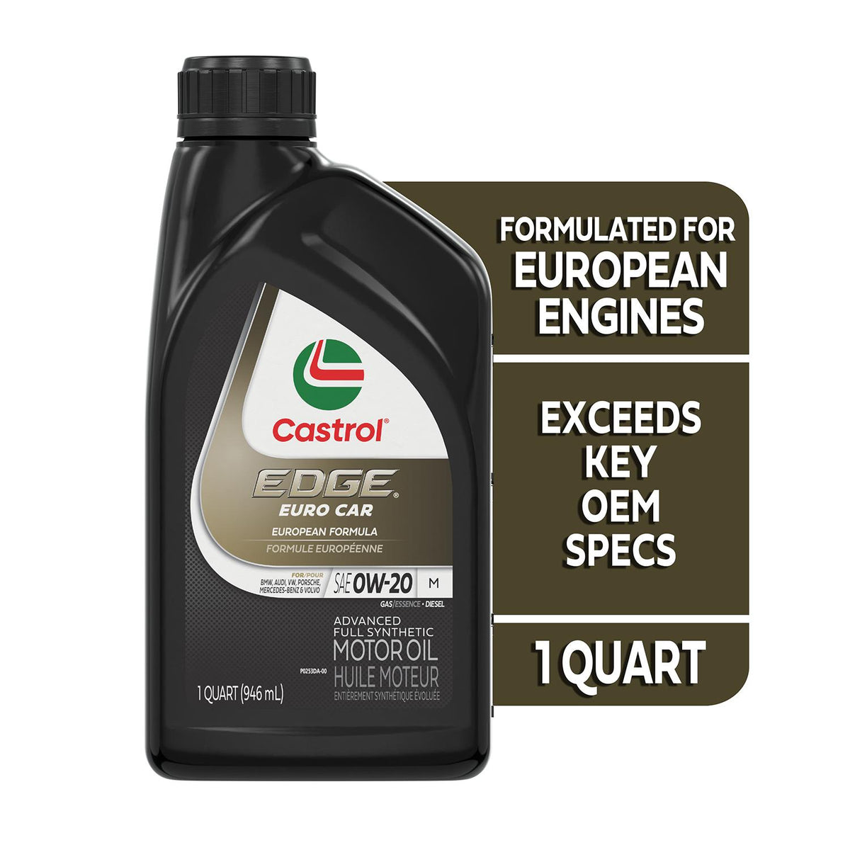 Castrol EDGE Euro Full Synthetic 0W-20 Motor Oil 1 Quart 16107F