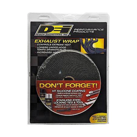 Black Glass Fiber Exhaust Wrap, 1 Inch X 50 Feet, Handles 1200 Deg. Direct
