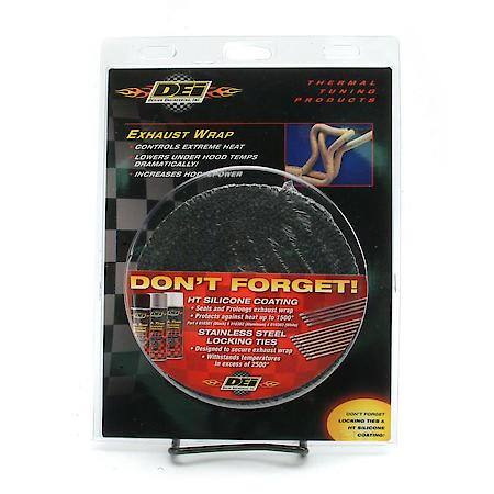 Black Glass Fiber Exhaust Wrap, 1 Inch X 50 Feet, Handles 1200 Deg. Direct
