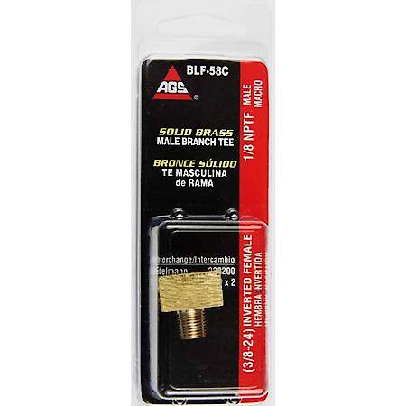 Brass Brake Line Tee, Female(3/8-24 Inverted), Male(1/8-27 NPTF), 1/card