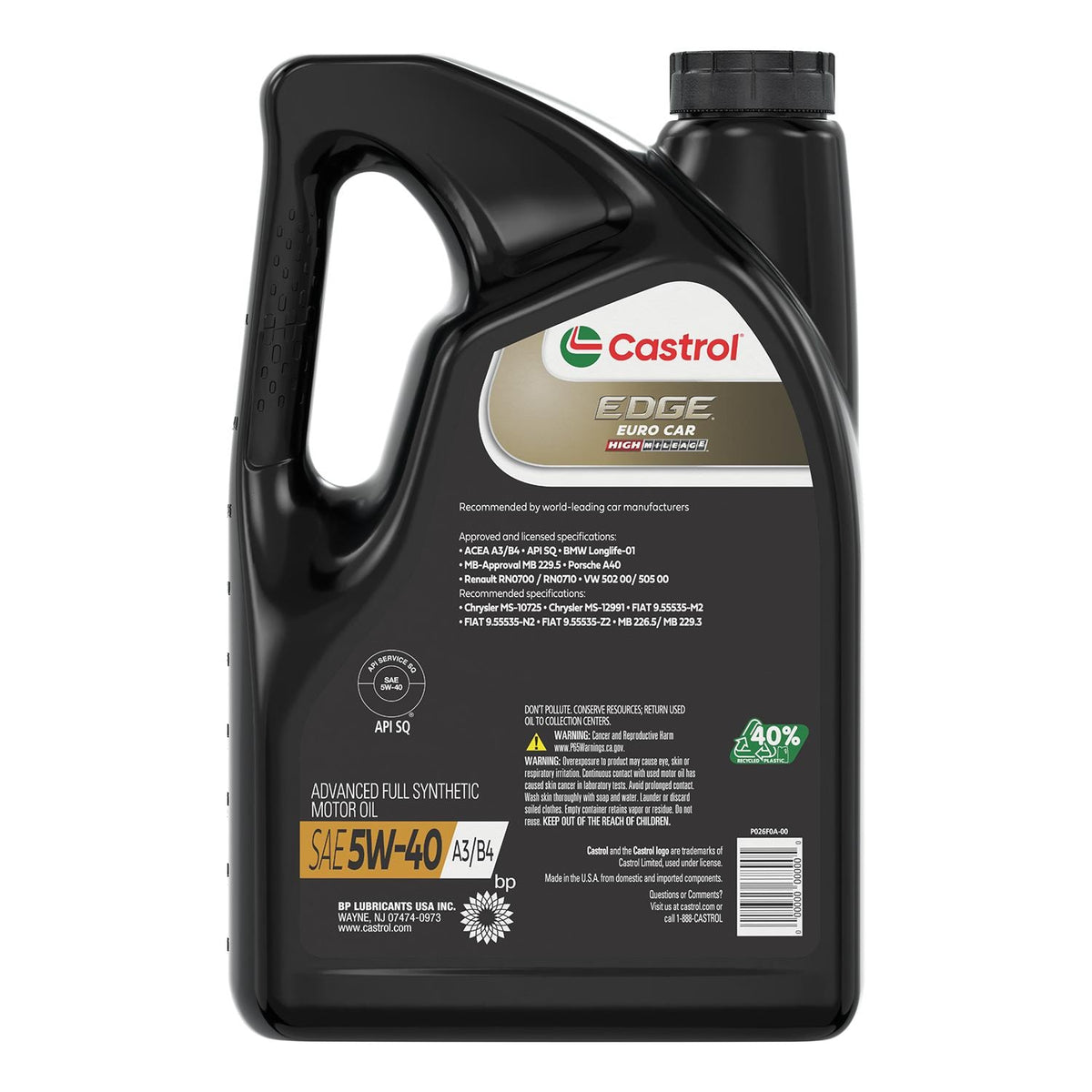 Castrol EDGE Full Synthetic 5W-40 Motor Oil 5 Quart 161B23