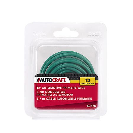 Automotive Primary Wire, 12 Gauge, Green, 12 Ft