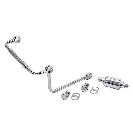 Duel-Feed Fuel Line #8128 Chrome With Polished Filter