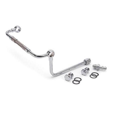 Dual-Feed Fuel Line #8132 Chrome With No Fuel Filter And 3/8in Barbed End Inlet