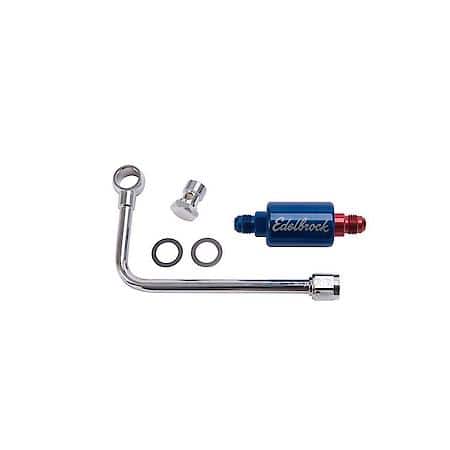 Single Feed Fuel Line #8131 Chrome With Blue Anodized Aluminum Filter