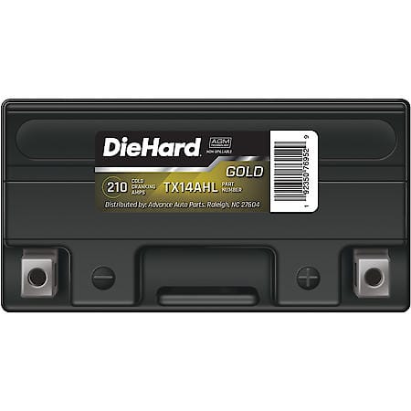 Battery: TX14AHL Group Size, 210 CCA, 12 Amp Hour Capacity