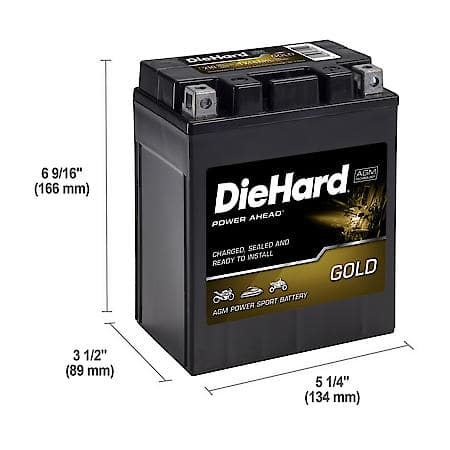 Battery: TX14AHL Group Size, 210 CCA, 12 Amp Hour Capacity