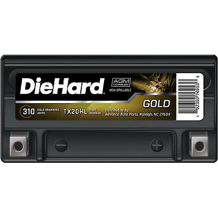 Battery: TX20HL Group Size, 310 CCA, 18 Amp Hour Capacity