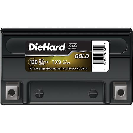 Battery: TX9 Group Size, 120 CCA, 8 Amp Hour Capacity