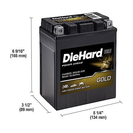 Battery: TX14AH Group Size, 210 CCA, 12 Amp Hour Capacity