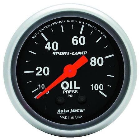 Gauge, Oil Pressure, 2 1/16", 100Psi, Mechanical, Sport-Comp