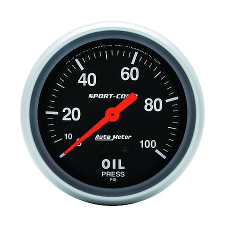 Gauge; Oil Pressure; 2 5/8"; 100 PSI; Mechanical; Sport-Comp