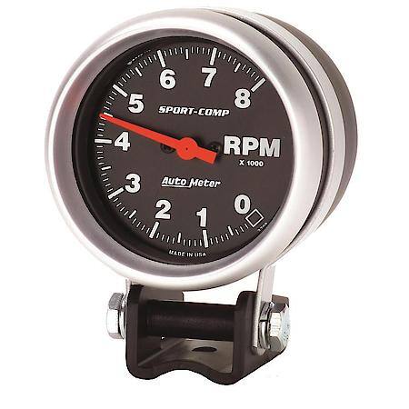 Gauge; Tachometer; 2 5/8"; 8K RPM; Pedestal; Sport-Comp