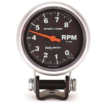Gauge; Tachometer; 2 5/8"; 8K RPM; Pedestal; Sport-Comp