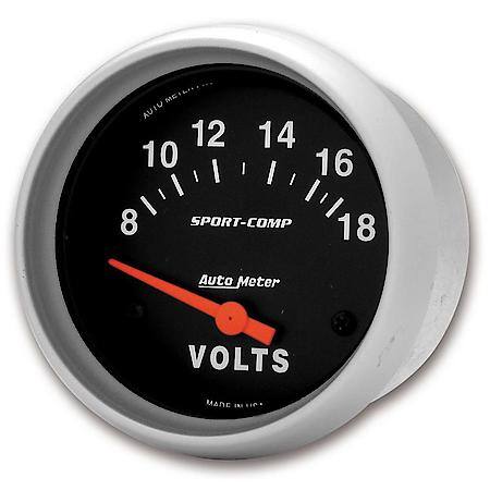 Gauge; Voltmeter; 2 5/8"; 18V; Electric; Sport-Comp