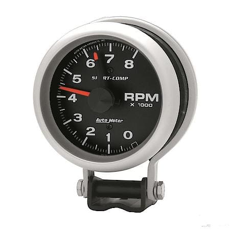 Gauge; Tachometer; 3 3/4"; 8K RPM; Pedestal With Red Line; Sport-Comp