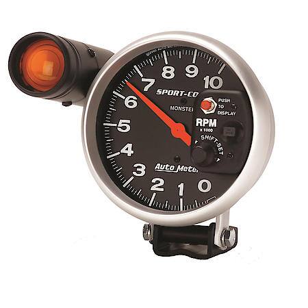 Gauge; Tachometer; 5"; 10K RPM; Pedestal With Ext. Shift-Lite; Sport-Comp