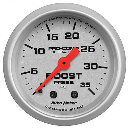 Gauge; Boost; 2 1/16"; 35 PSI; Mechanical; Ultra-Lite