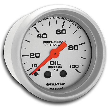 Gauge; Oil Pressure; 2 1/16"; 100 PSI; Mechanical; Ultra-Lite