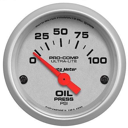 Gauge; Oil Pressure; 2 1/16"; 100 PSI; Electric; Ultra-Lite