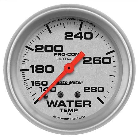 Gauge; Water Temperature; 2 5/8"; 140-280 Deg. F; Mechanical; Ultra-Lite