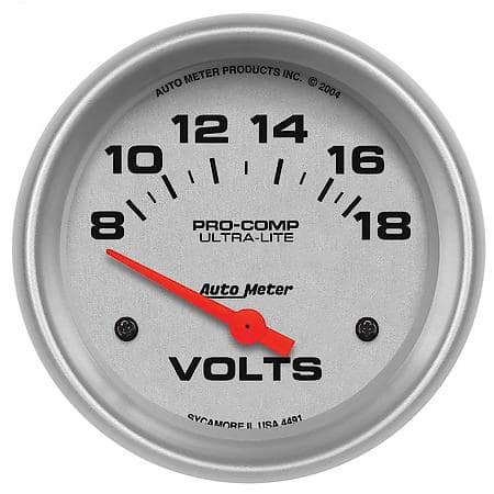 Gauge; Voltmeter; 2 5/8"; 18V; Electric; Ultra-Lite