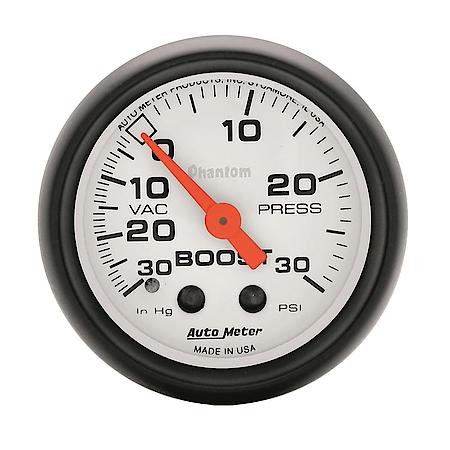 Gauge; Vac/Boost; 2 1/16"; 30Inhg-30 PSI; Mechanical; Phantom