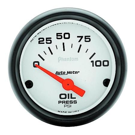 Gauge; Oil Pressure; 2 1/16"; 100 PSI; Electric; Phantom