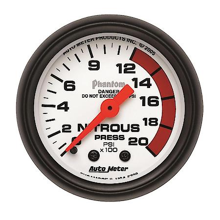 Gauge; Nitrous Pressure; 2 1/16"; 2000 PSI; Mechanical; Phantom