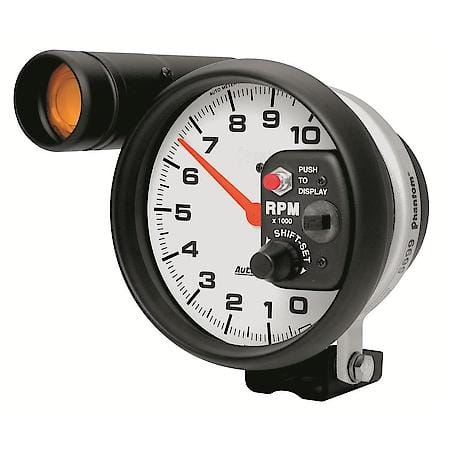 Gauge; Tachometer; 5"; 10K RPM; Pedestal With Ext. Shift-Lite; Phantom