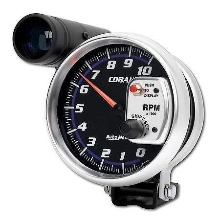 Gauge; Tachometer; 5"; 10K RPM; Pedestal With Ext. Shift-Lite; Cobalt