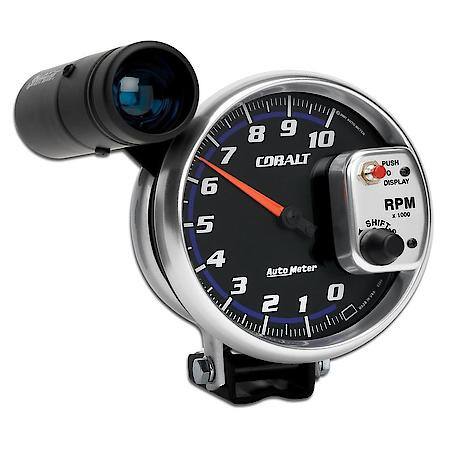 Gauge; Tachometer; 5"; 10K RPM; Pedestal With Ext. Shift-Lite; Cobalt