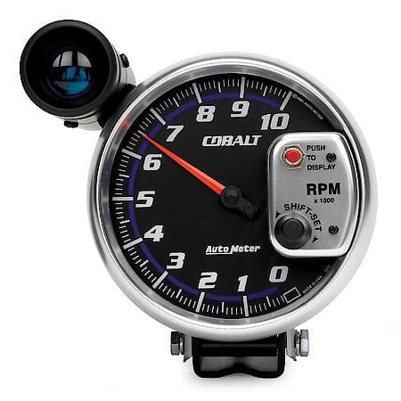 Gauge; Tachometer; 5"; 10K RPM; Pedestal With Ext. Shift-Lite; Cobalt