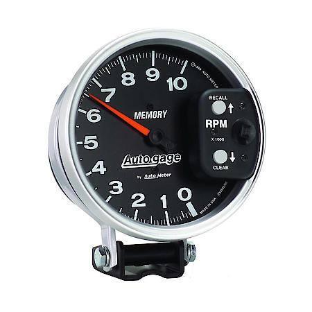 Gauge; Tachometer; 5"; 10K RPM; Pedestal With Peak Memory; Black; Auto Gauge