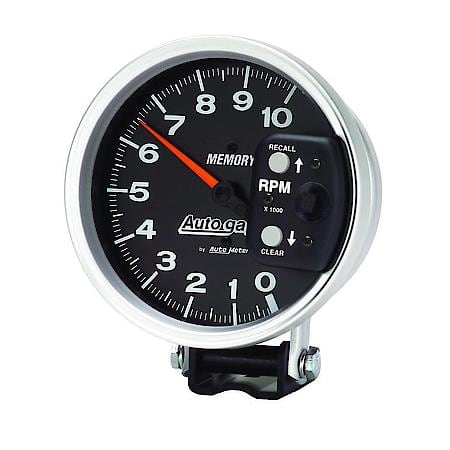 Gauge; Tachometer; 5"; 10K RPM; Pedestal With Peak Memory; Black; Auto Gauge