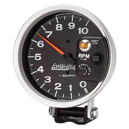 Gauge; Tachometer; 5"; 10K RPM; Pedestal With Int. Shift Light; Black; Auto Gauge