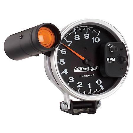 Gauge; Tachometer; 5"; 10K RPM; Pedestal With Ext. Shift-Lite; Black; Auto Gauge