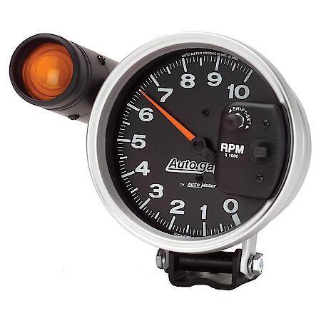 Gauge; Tachometer; 5"; 10K RPM; Pedestal With Ext. Shift-Lite; Black; Auto Gauge
