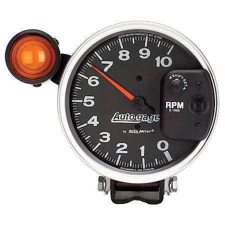 Gauge; Tachometer; 5"; 10K RPM; Pedestal With Ext. Shift-Lite; Black; Auto Gauge