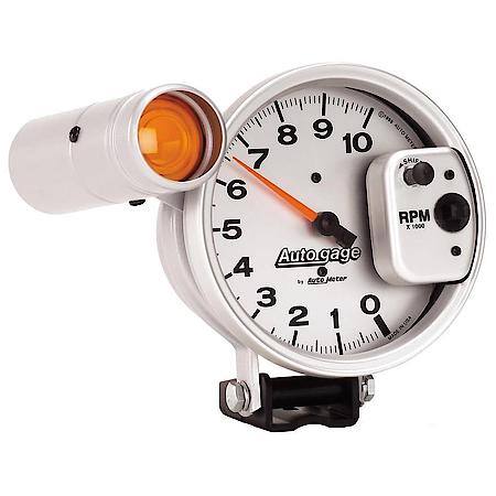 Gauge; Tachometer; 5"; 10K RPM; Pedestal With Ext. Shift-Lite; Silver; Auto Gauge
