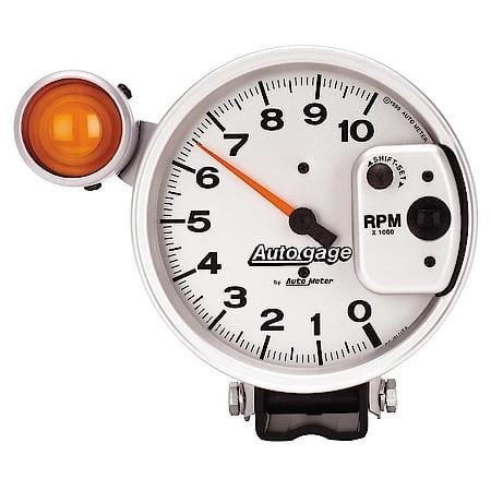 Gauge; Tachometer; 5"; 10K RPM; Pedestal With Ext. Shift-Lite; Silver; Auto Gauge