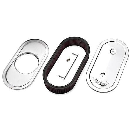Pro-Flo Chrome Oval Air Cleaner for Single 4-bbl Carb - 2.5" Cotton Element
