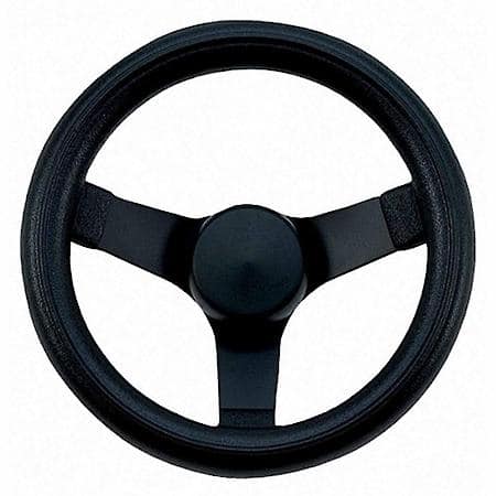 10.25"Dia, 3 Matte Black Powder Coated Steel Spokes, Foam Cushion Grip, 3 Bolt