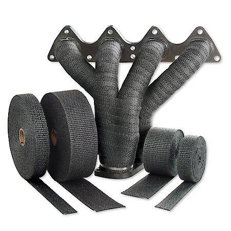 Black Glass Fiber Exhaust Wrap, 1 Inch X 15 Feet, Handles 1200 Deg. Direct