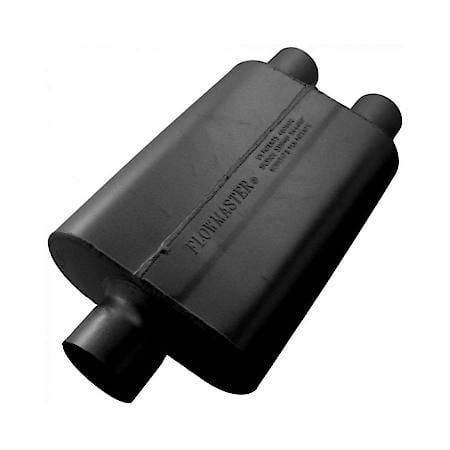 40 Delta Flow Muffler - 3.00 Center In - 2.50 Dual Out - Aggressive Sound