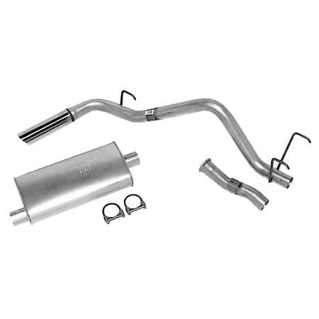 Super Turbo Exhaust System Kit Intermediate Pipe (Reuse OE Gasket & Clamp), Tail Pipe w/ Stainless Steel Spout & Clamps.