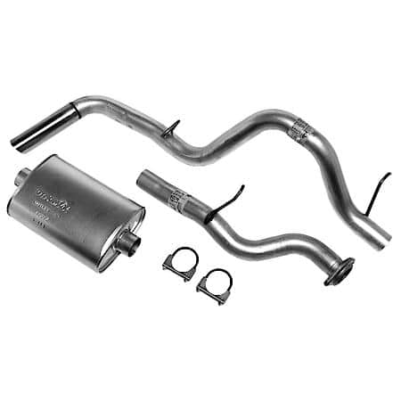 Super Turbo Exhaust System Kit 3 Inch Flanged Intermediate Pipe, 3 Inch Tail Pipe w/ Stainless Steel Spout & Clamps