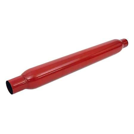 Glass pack Muffler: Universal Fit Powder coated Steel, 20" L, 3" In, 3" Out, Round