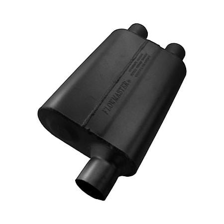 40 Delta Flow Muffler - 2.50 Offset In - 2.25 Dual Out - Aggressive Sound