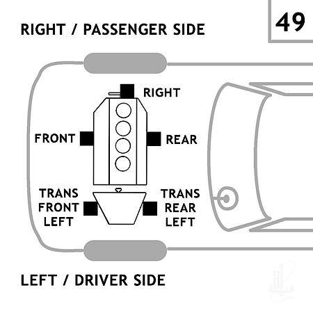 Engine Mount Front Lower, Rear Lower, Front, Rear